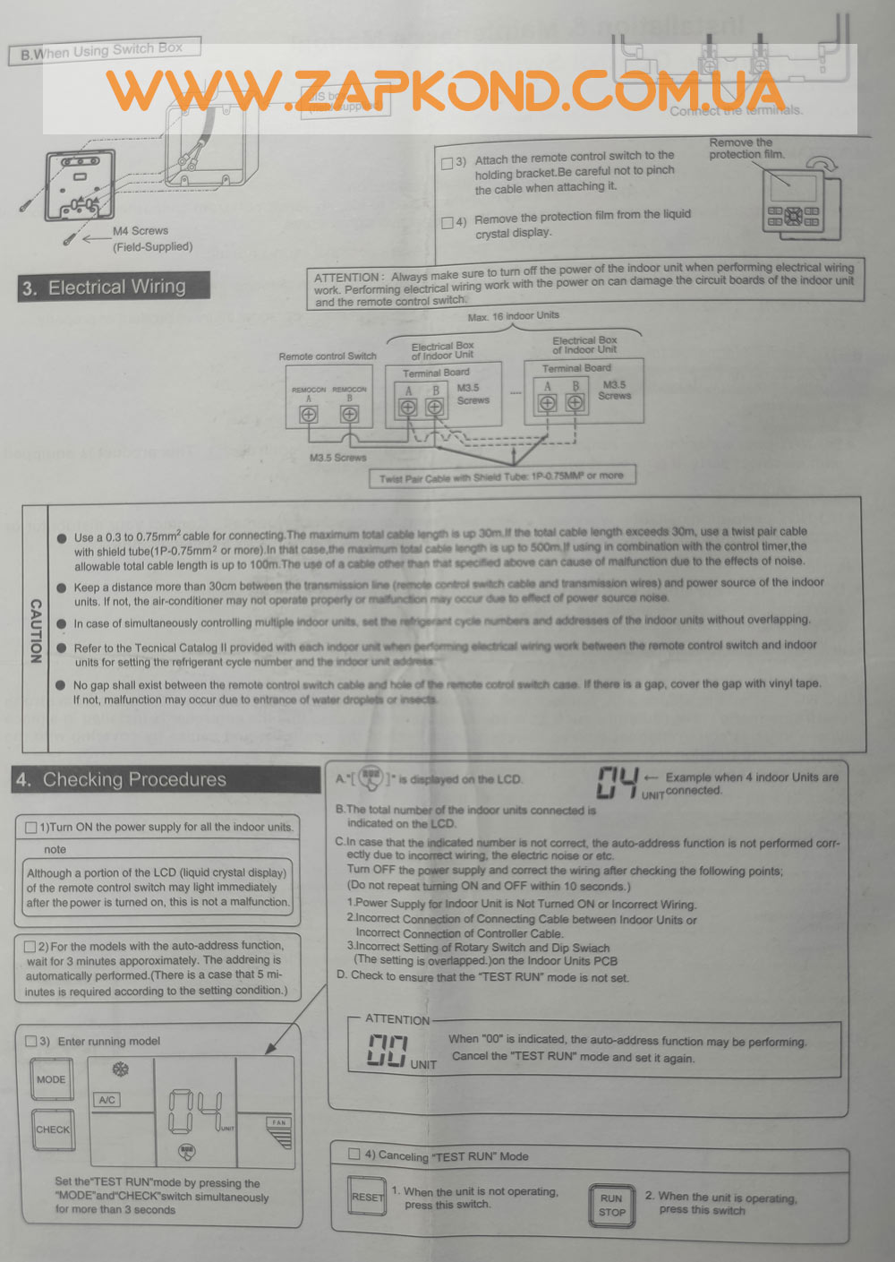 инструкция для проводного пульта кондиционера Electrolux ESVM-F01 TH524